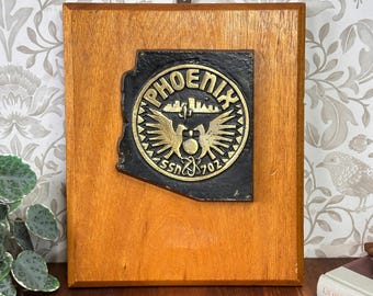 Plaque vintage en laiton pour sous-marin USS Phoenix SSN 702, collection de l'US Navy