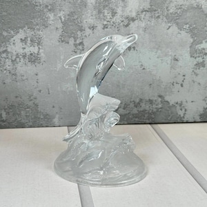 Vintage Cristal D&#39;Arques Dolphin Collectable 24% Lead Crystal Sculpture