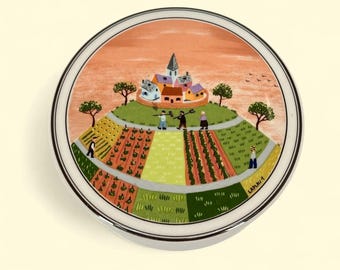 Vintage Villeroy & Boch Naif Lidded Pot, Laplau Folk Art Trinket Box, Ceramic