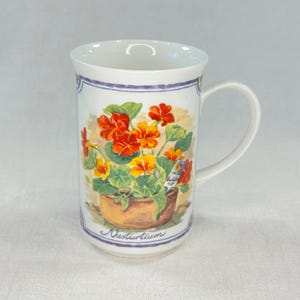 Vintage St George Fine Bone China Mug - Garden Sage & Nasturtium - Made in England
