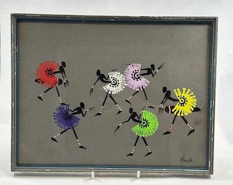 Mid Century 1950s African Tribal Art - Framed Dancers with Colorful Tutús - Gouala