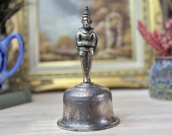 Vintage Indiase messing tempelbel Hanuman Garuda dubbelwandig hindoe-ghanta 19 cm