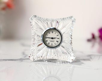 Reloj de escritorio analógico vintage Edinburgh Crystal Starburst de cuarzo