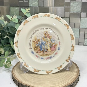 Royal Doulton Bunnykins Christening Plate - Vintage Fine Bone China