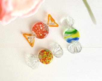 Murano Glass Sweets Set of 3 Vintage Decorative Candy Ornaments