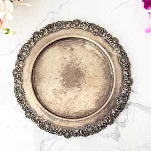 Antique Thomas Russell Silver Plated Charger Dish Ornate Shell Edge 30cm