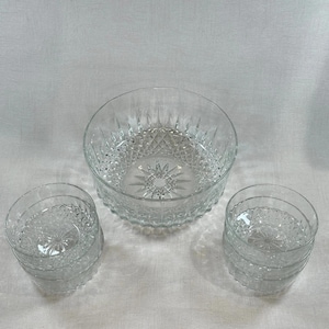 Vintage Arcoroc glazen kommenset - Starburst-ruitpatroon - Serveer- en saladeschalen - Frankrijk