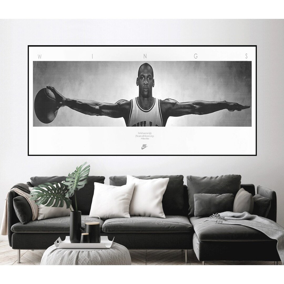 Michael Jordan Wings Poster Sports Poster 17x51 Etsy