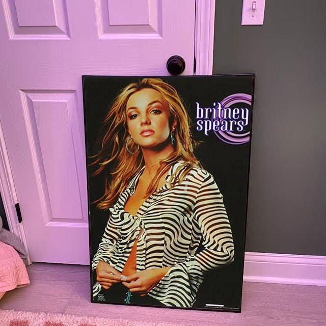 Britney Spears Poster, Vintage 2000 Britney Spears Zebra Music Poster
