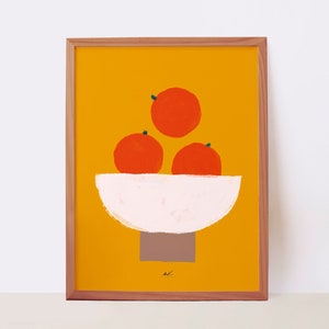 High quality printed wall art with bowl painting with oranges, Living room and kitchen decorations