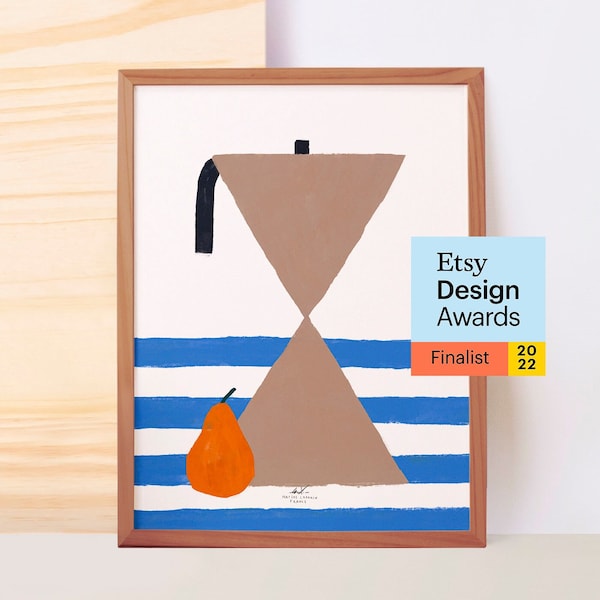 Artwork finalist in the Etsy Design Awards 2022, Wall art with Italian coffee maker