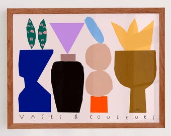 Vases & Colours, Colourful wall art printed with vases ideal for living room or kitchen decoration