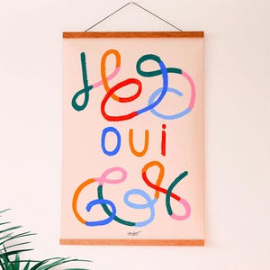 Lámina decorativa colorida impresa en calidad giclée con frase positiva en francés