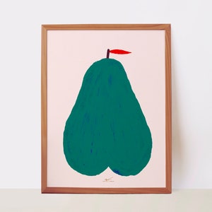 High quality printed wall art with green pear illustration