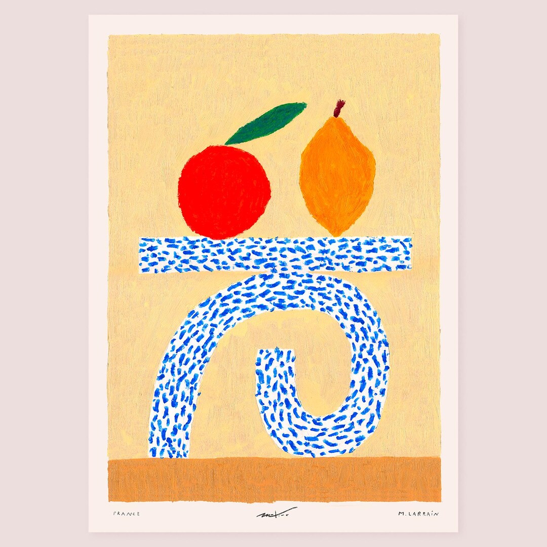 Image showcasing Modern and Minimalist Wall Art With Orange and Lemon Posing on a Fruit ...
