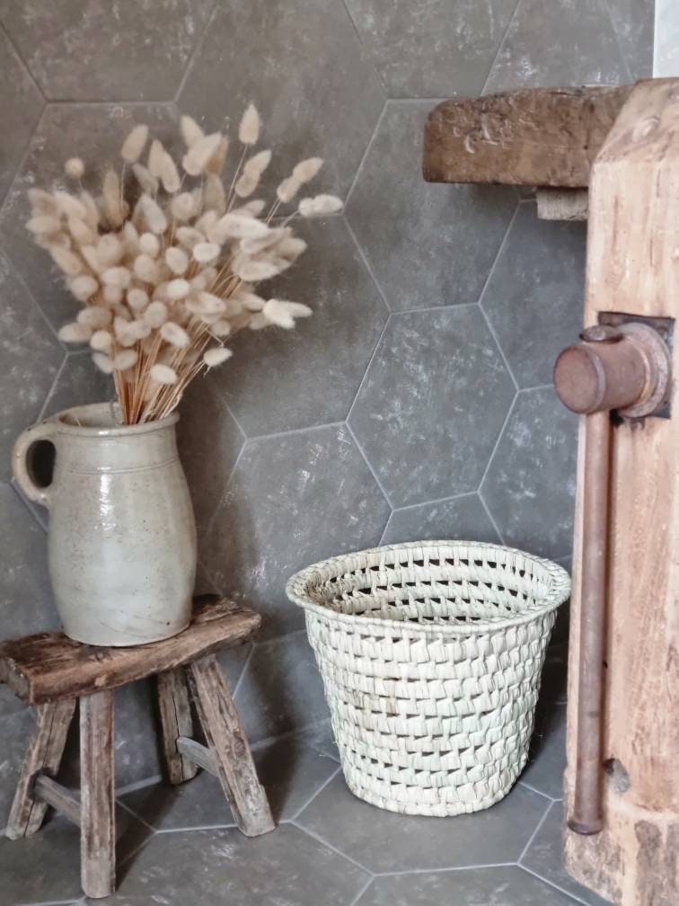 Corbeille en Feuilles de Palmier Pour Salle Bain