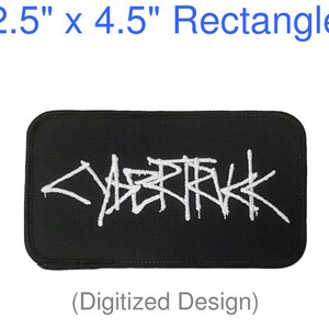 May include: Three rectangular patches with rounded corners. The first is white with a blue logo and text for "Omni Family Health." The second is black with white graffiti-style text. The third is black with a red and white geometric design. Each patch is approximately 2.5 x 4.5 inches.