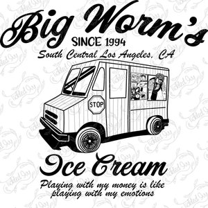 Friday Movie Big Worm Ice Cream Truck SVG Vector File (Layered or Flat, Color or BW)