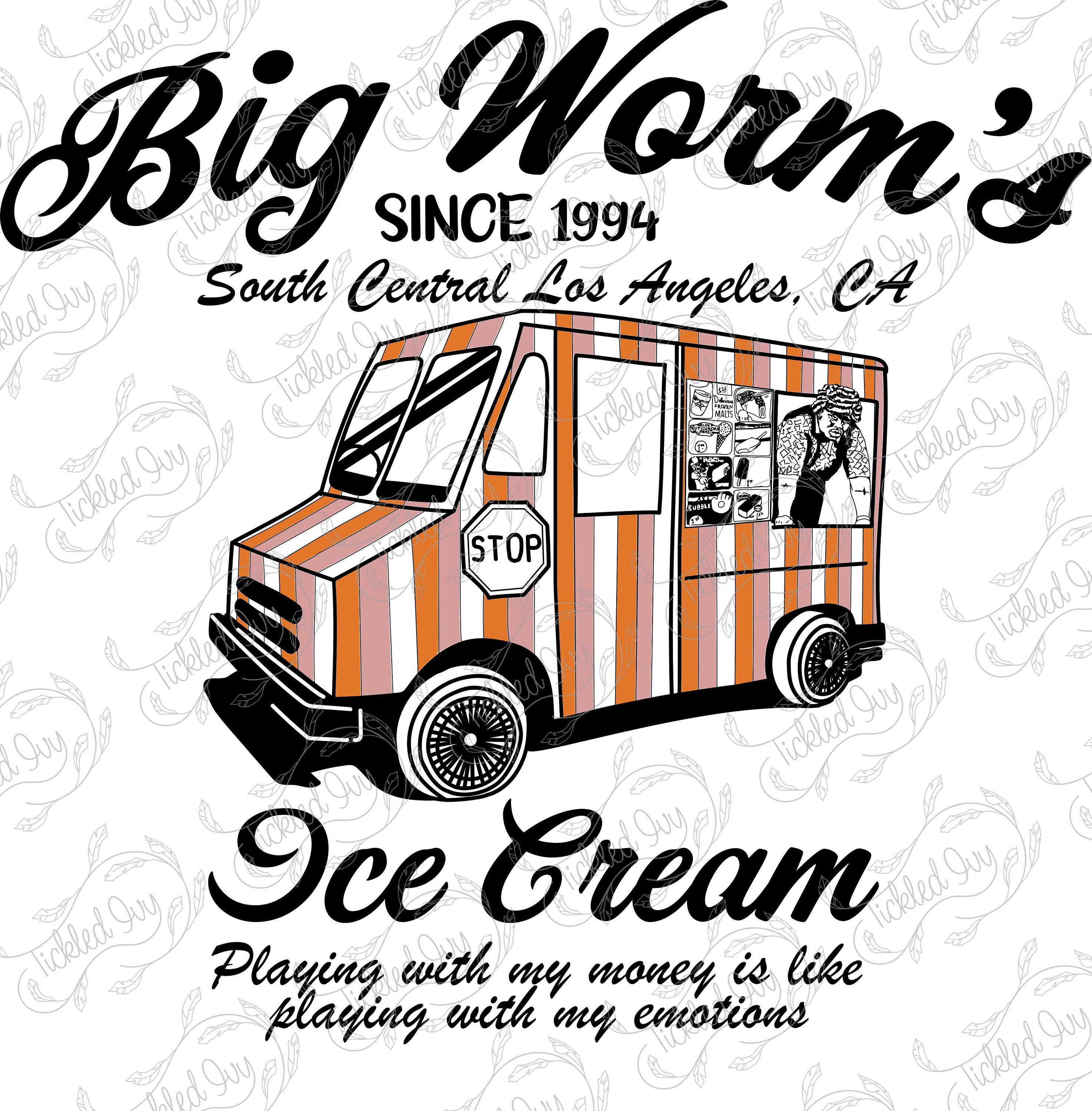 BIG WORM'S ICE CREAM TRUCK t SHIRT Vintage Gift For Men Women Funny Tee - 3