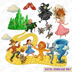 Wizard of Oz Character PNG Set – Individual Clipart for Crafts, Sublimation, Shirts, Stickers & More