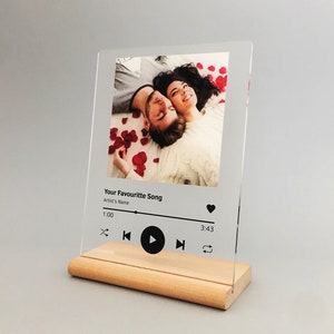 Plaque de musique personnalisée avec support, plaque de chanson de pochette d'album personnalisée, cadeau d'anniversaire pour lui, cadeau de couple, cadeau de fête des mères