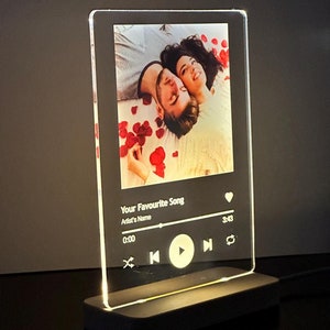 Personalized Photo Night Light Plaque, Personalized Song Arcylic Plaque, Custom Nightlight, Anniversary Gifts, Personalized Gift