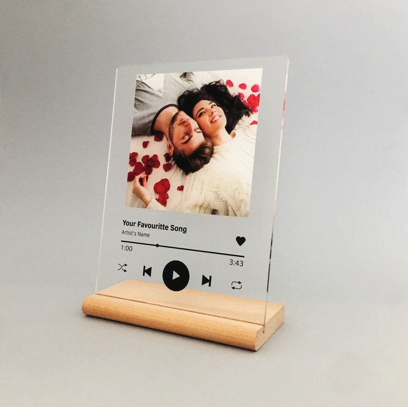 Personalised Music Plaque With Stand, Custom Album Cover Music Plaque, Anniversary Gift for Him, Engagement Gifts, Couples Gift 