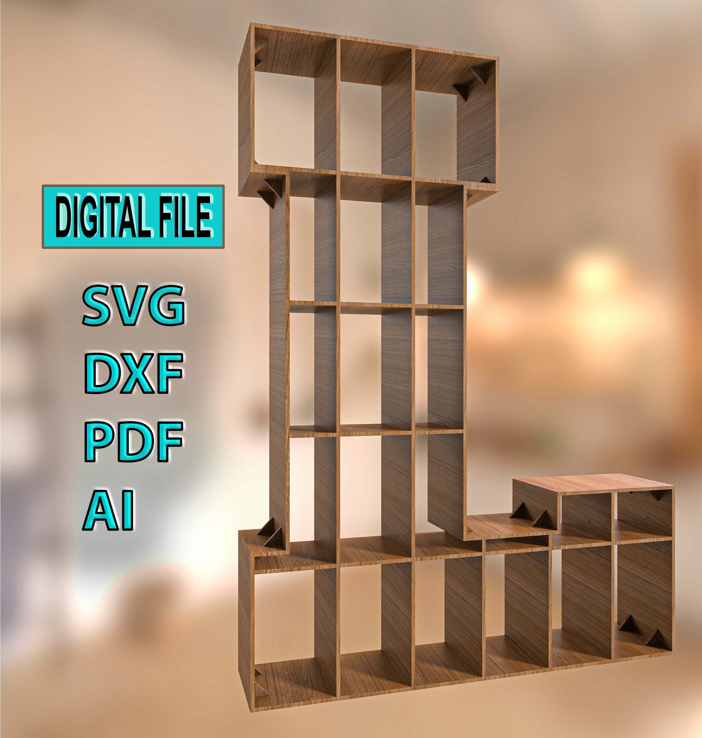 Digital Letter H Shelf Waffle lasercut file as waffle connections,Shelf