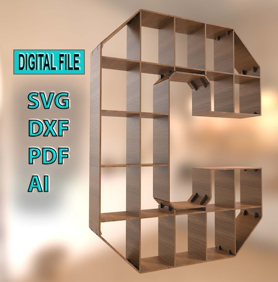 Digital Letter H Shelf Waffle lasercut file as waffle connections,Shelf