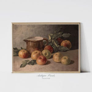 Vintage Farmhouse Kitchen Wall Art, Apple Oil Painting, Antique Rustic Kitchen Decor, Fruit Painting, Apple Still Life Print - PRINTABLE