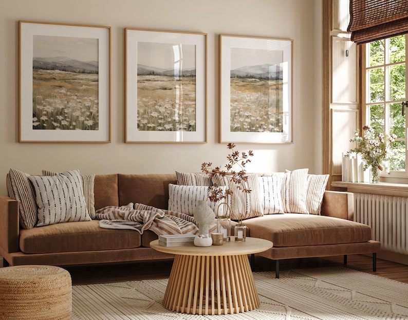 Neutral Roses Printable Wildflower Wall Art, Neutral Flowers Mailed Print, Living Room Large ...