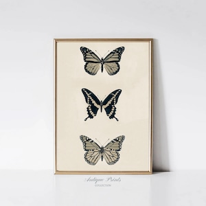 Vintage Neutral Butterfly Print, Antique Butterfly Drawing, Nursery Wall Art, Butterflies Sketch Art, Girls Room Print -  PRINTABLE