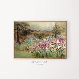 Vintage Spring Cottage Wall Art, Flowers Garden Painting, Antique Watercolor Tulip Print, Floral Farmhouse Wall Decor - PRINTABLE image 3
