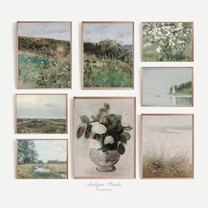 Landscape Neutral Gallery Wall Set, Set of 8 Vintage French Country Prints, Antique Countryside Painting, Rustic Cottage Decor - PRINTABLE