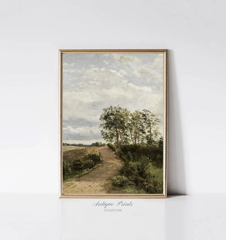 Cuadro neutro, conjunto de 2 impresiones divididas, paisaje, 2 piezas, arte de pared vintage, impresión campestre, decoración de granja - IMPRIMIBLE imagen 3