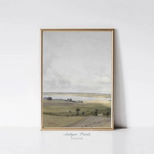 Summer Country Painting, Vintage Muted Landscape Wall Art, Antique Countryside Digital Print, Rustic Farmhouse Decor - PRINTABLE
