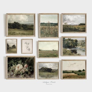 Set van 10 rustieke galerijmuur, vintage boerderij platteland prints, Frans landhuis decor, landschap 10 stuks kunst aan de muur - AFDRUKBAAR