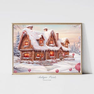 Christmas Painting, Farmhouse Winter Wall Art, PRINTABLE Holiday Art, Digital Download, Christmas Decor, Winter Painting