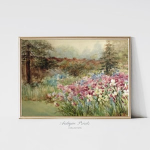 Vintage Spring Cottage Wall Art, Flowers Garden Painting, Antique Watercolor Tulip Print, Floral Farmhouse Wall Decor - PRINTABLE