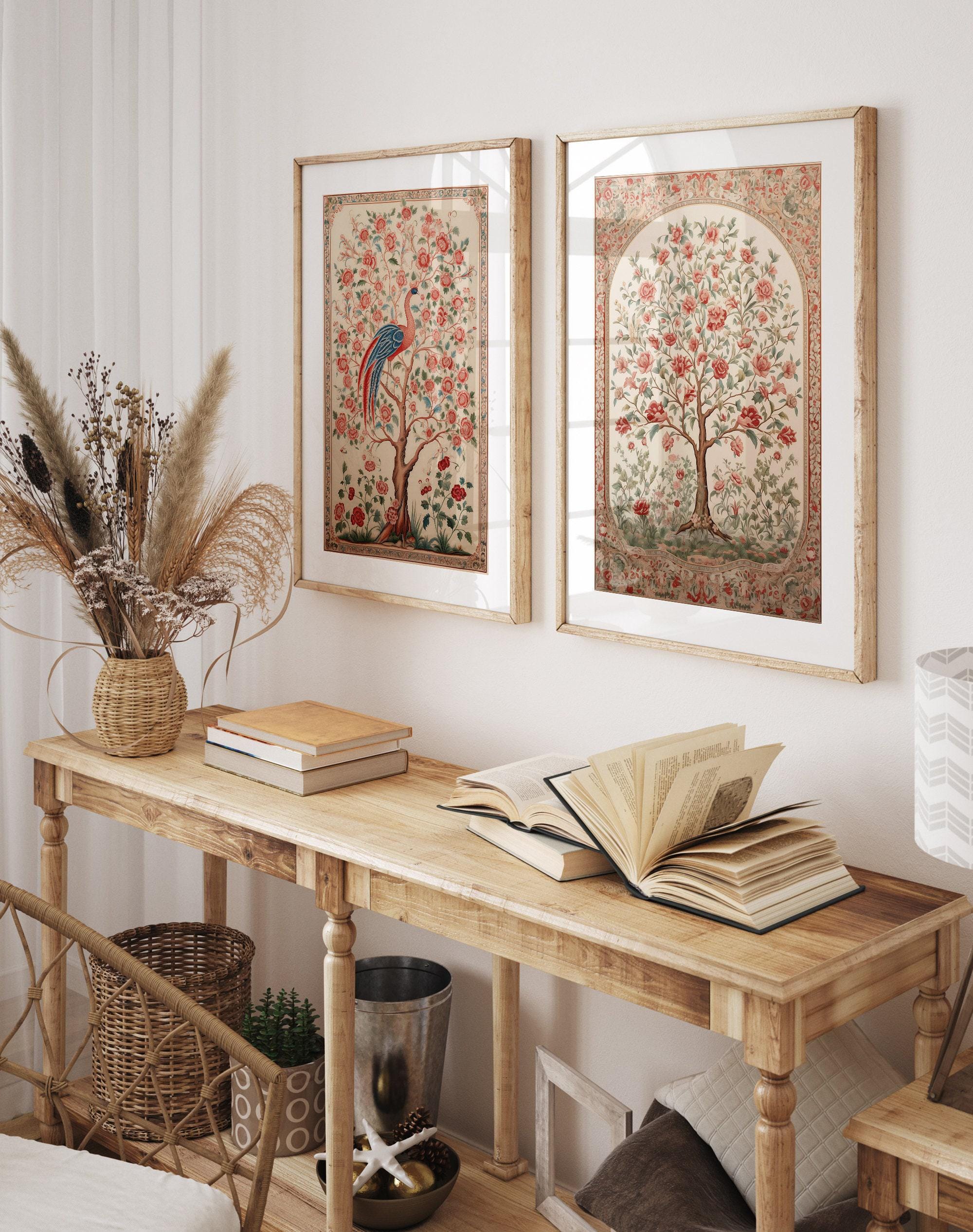 Traditional India Tapestry Wall Art, Antique Indian Textile Set of