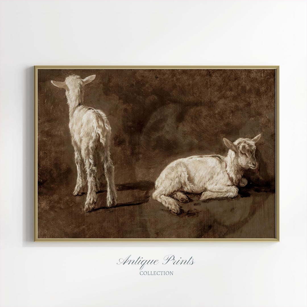 Vintage Sheep Oil Painting, Antique Lamb Wall Art, Farmhouse Wall Decor ...