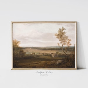 Autumn Landscape Painting, Vintage Fall Forest Wall Art, Countryside Vertical Print, Autumn Rustic Farmhouse Fall Decor - PRINTABLE