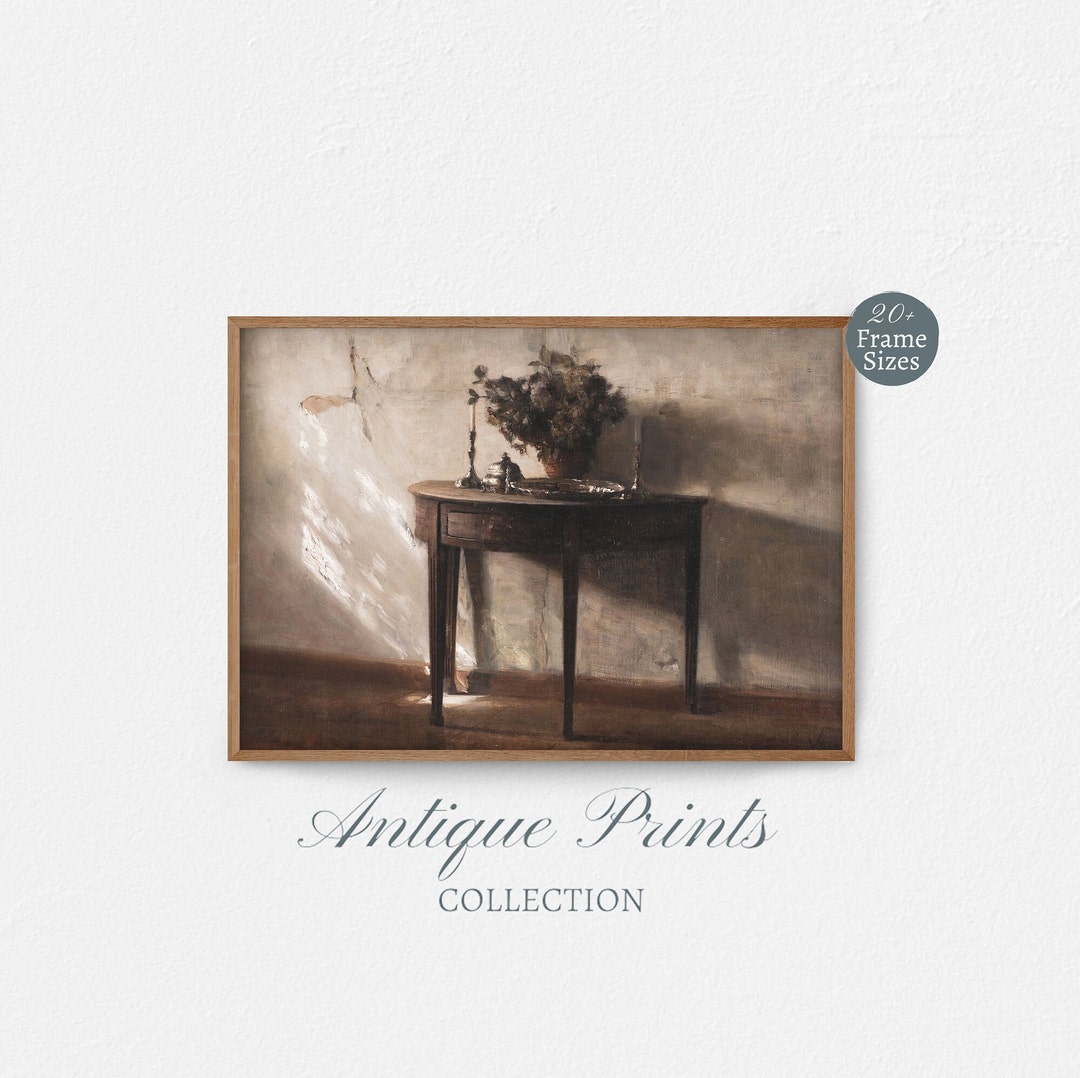 Still Life Vintage Large Wall Art, Dark Academia Painting, Antique