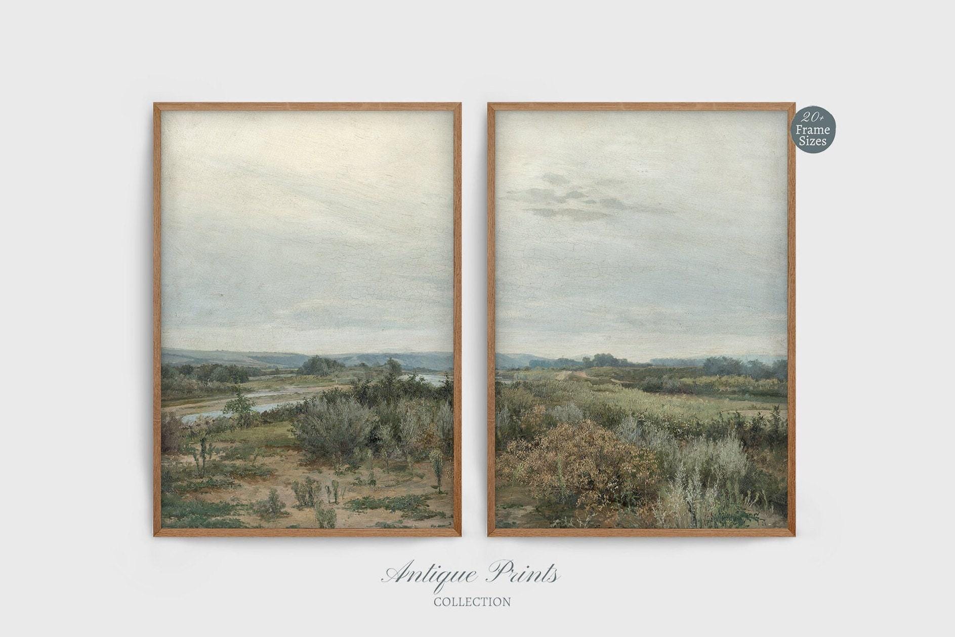 Countryside 2 Pieces Vintage Wall Art, Set of 2 Landscape Painting ...