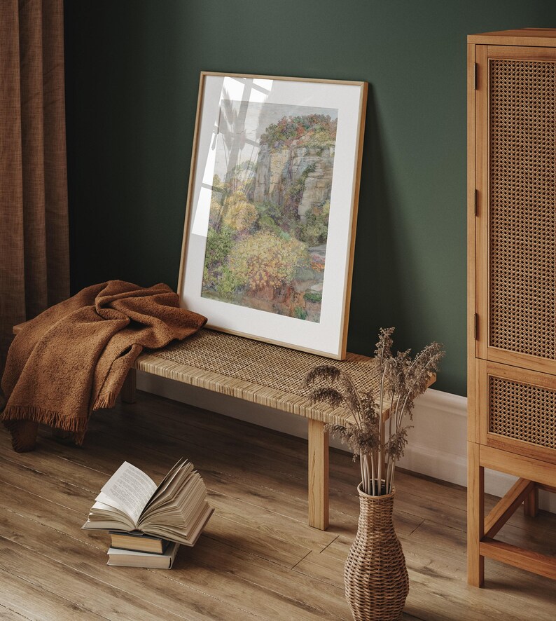 Spring Landscape Painting, Vintage Spring Cottage Wall Art, Antique Flower Country Print, Spring Neutral Farmhouse Wall Decor - PRINTABLE image 3