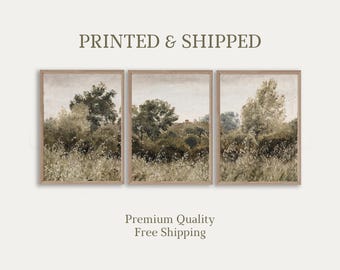 Landscape Set of 3 Prints, French Country Art, Mailed Print, Giclée Printed Wall Art, Farmhouse Decor, Canvas Painting, Countryside Wall Art