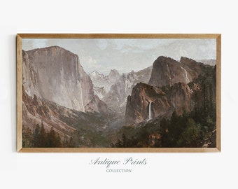 Yosemite Painting 4K Frame TV Art, Vintage Yosemite Landscape Samsung Frame TV Art, National Park Tv Art Frame DIGITAL Download
