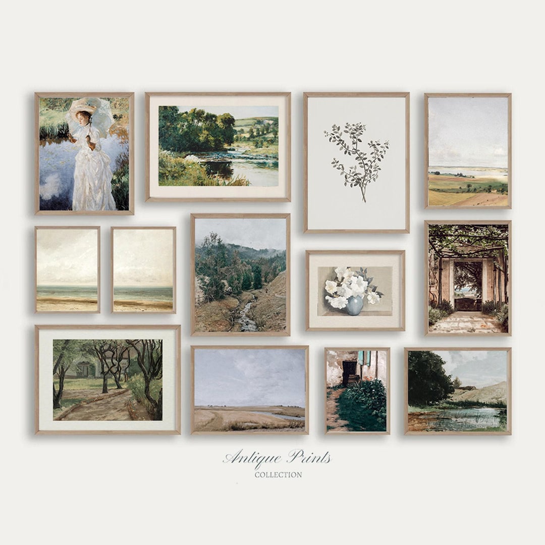 Farmhouse Vintage Gallery Wall Set, Set of 13 French Country Prints ...