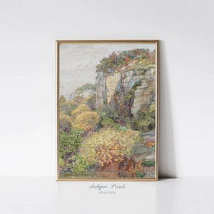 Spring Landscape Painting, Vintage Spring Cottage Wall Art, Antique Flower Country Print, Spring Neutral Farmhouse Wall Decor - PRINTABLE image 1