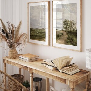 Cuadro neutro, conjunto de 2 impresiones divididas, paisaje, 2 piezas, arte de pared vintage, impresión campestre, decoración de granja - IMPRIMIBLE imagen 2